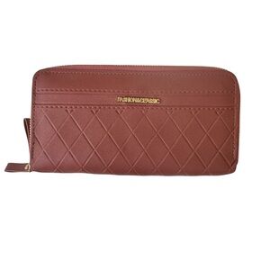 Women's‎ Dusty Rose Pink Double Zip Around Faux Leather Wallet Wristlet NWOT